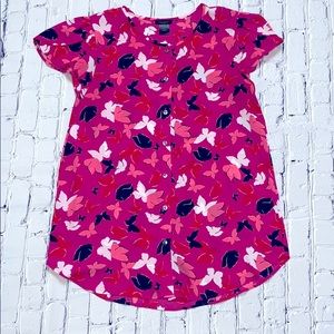 Ann Taylor Pink Butterfly Button up blouse